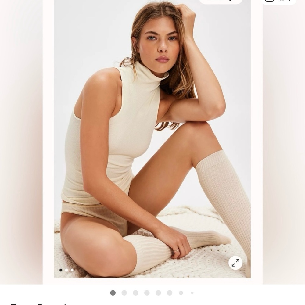 BNWT Free People Intimately Always Ready  Ivory Turtleneck Tank